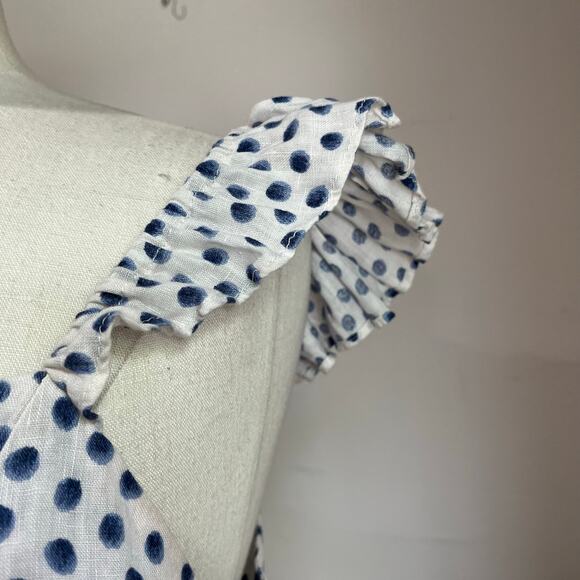 H&M Linen Blend Polka Dot White Blouse Size L - Picture 6 of 10